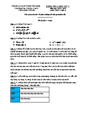 Kiểm tra học kỳ I - Môn: Toán khối 6