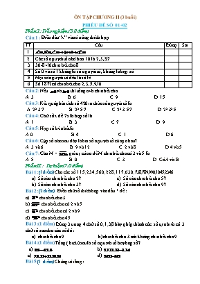 Phiếu bài tập Toán 6 (Cánh diều) - Ôn tập chương II