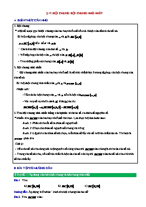 Phiếu bài tập Toán 6 (Chân trời sáng tạo) - Bội chung. bội chung nhỏ nhất