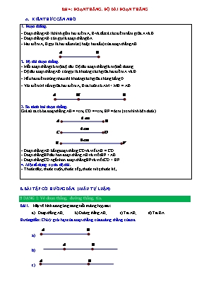 Phiếu bài tập Toán 6 (Chân trời sáng tạo) - Đoạn thẳng. độ dài đoạn thẳng