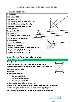 Phiếu bài tập Toán 6 (Chân trời sáng tạo) - Hình vuông, tam giác đều, lục giác đều