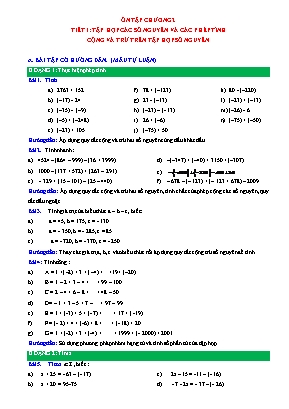 Phiếu bài tập Toán 6 (Chân trời sáng tạo) - Ôn tập chương 2 - Tiiết 1: Tập hợp các số nguyên và các phép tính cộng và trừ trên tập hợp số nguyên