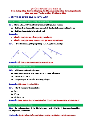 Phiếu bài tập Toán 6 (Chân trời sáng tạo) - Ôn tập chương 8 - Tiết 1: Điểm, đường thẳng, ba điểm thẳng hàng, ba điểm không thẳng hàng, hai đường thẳng cắt nhau, song song, tia, đoạn thẳng, độ dài đoạn thẳng