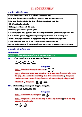 Phiếu bài tập Toán 6 (Chân trời sáng tạo) - Số thập phân