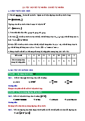 Phiếu bài tập Toán 6 (Chân trời sáng tạo) - Tập hợp số tự nhiên. ghi số tự nhiên