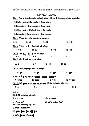 Phiếu bài tập Toán 6 (Kết nối tri thức) - Ôn tập chung về các phép toán trong tập N và N*