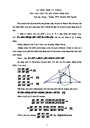 Tài liệu Bồi dưỡng học sinh giỏi môn Toán 6 - Áp dụng định lý pascal vào giải một vài bài toán hình học