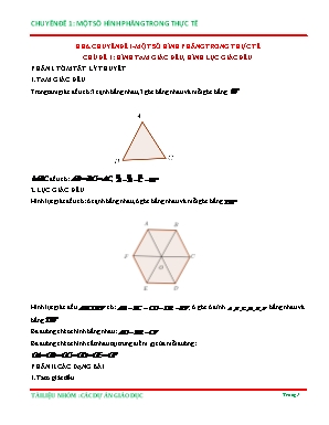 Tài liệu Bồi dưỡng học sinh giỏi môn Toán 6 - Chuyên đề 1: Một số hình phẳng trong thực tế - Chủ đề 1: Hình tam giác đều, hình lục giác đều