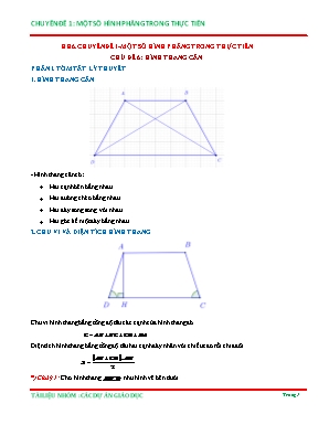 Tài liệu Bồi dưỡng học sinh giỏi môn Toán 6 - Chuyên đề 1: Một số hình phẳng trong thực tiễn - Chủ đề 6: Hình thang cân