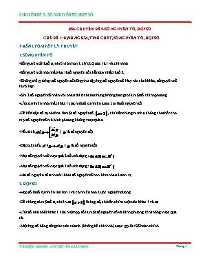 Tài liệu Bồi dưỡng học sinh giỏi môn Toán 6 - Chuyên đề 5: Số nguyên tố, hợp số - Chủ đề 1: Định nghĩa, tính chất, số nguyên tố, hợp số