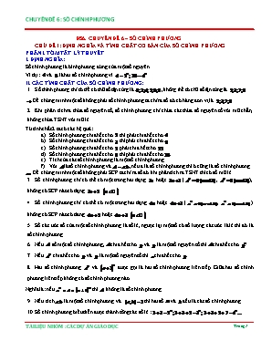 Tài liệu Bồi dưỡng học sinh giỏi môn Toán 6 - Chuyên đề 6: Số chính phương - Chủ đề 1: Định nghĩa và tính chất cơ bản của số chính phương