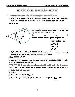 Tài liệu Bồi dưỡng học sinh giỏi môn Toán 6 - Chuyên đề Hình học phẳng: Phương tích, trục đẳng phương