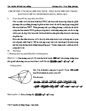 Tài liệu Bồi dưỡng học sinh giỏi môn Toán 6 - Chuyên đề Ứng dụng phương tích, trục đẳng phương trong bài toán chứng minh thẳng hàng, đồng quy