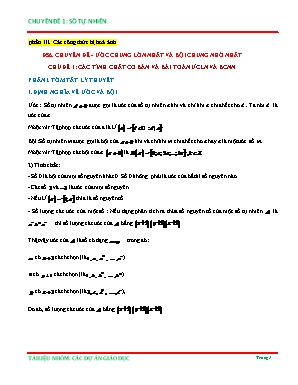 Tài liệu Bồi dưỡng học sinh giỏi môn Toán 6 - Chuyên đề: Ước chung lớn nhất và bội chung nhỏ nhất - Chủ đề 1: Các tính chất cơ bản và bài toán ước chung lớn nhất và bội chung nhỏ nhất
