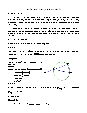 Tài liệu Bồi dưỡng học sinh giỏi môn Toán 6 - Phương tích, trục đẳng phương (tiếp)