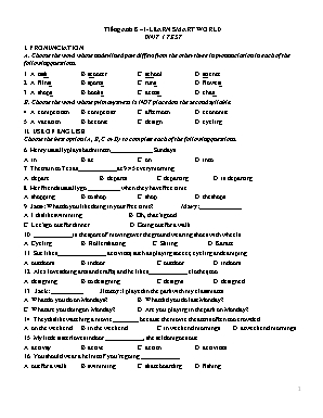 Tiếng anh 8 - I learn smart world - Unit 1: Test (Có đáp án)