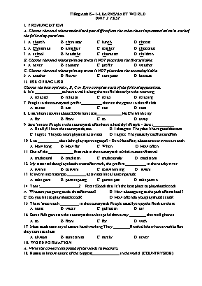 Tiếng Anh 8 - I learn smart world - Unit 2: Test (Có đáp án) Tiếng Anh 8 - I learn smart world - Unit 2: Test (Có đáp án)