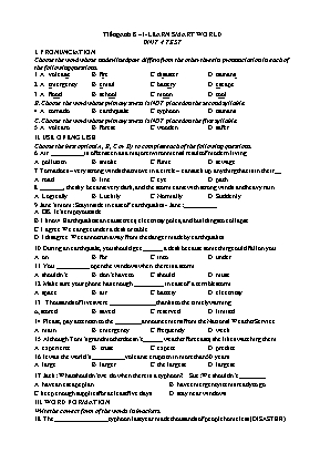 Tiếng Anh 8 - I learn smart world - Unit 4: Test (Có đáp án) Tiếng Anh 8 - I learn smart world - Unit 4: Test (Có đáp án)