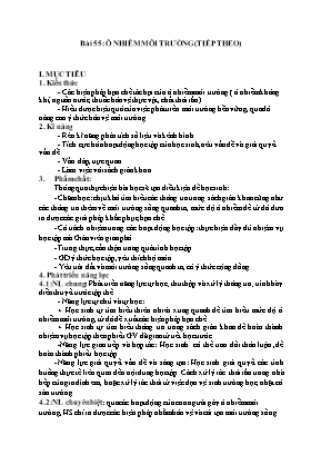 Kế hoạch bài dạy Sinh học 9 - Bài 55: Ô nhiễm môi trường