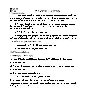 Kế hoạch bài dạy Toán 9 - Tiết 66: Ôn tập cuối năm (Tiết 2) Kế hoạch bài dạy Toán 9 - Tiết 66: Ôn tập cuối năm (Tiết 2)