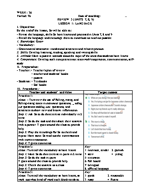 Kế hoạch giảng dạy English 9 - Period 76-77, Review 3 (Unit 7, 8, 9)