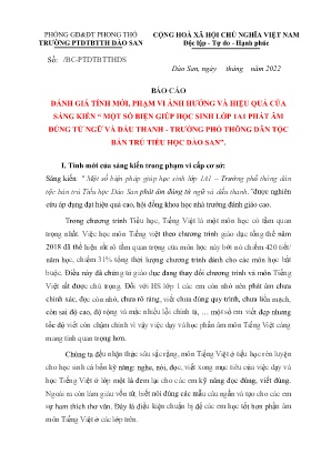 Báo cáo Sáng kiến Một số biện pháp giúp học sinh lớp 1A1 – Trường phổ thông dân tộc bán trú Tiểu học Dào San phát âm đúng từ ngữ và dấu thanh
