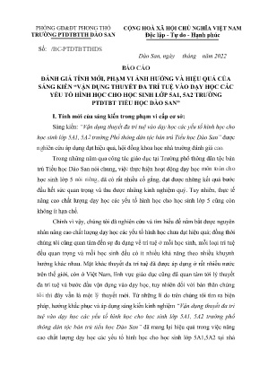Báo cáo Sáng kiến Vận dụng thuyết đa trí tuệ vào dạy học các yếu tố hình học cho học sinh lớp 5A1, 5A2 trường Phổ thông dân tộc bán trú Tiểu học Dào San Báo cáo Sáng kiến Vận dụng thuyết đa trí tuệ vào dạy học các yếu tố hình học cho học sinh lớp 5A1, 5A2 trường Phổ thông dân tộc bán trú Tiểu học Dào San