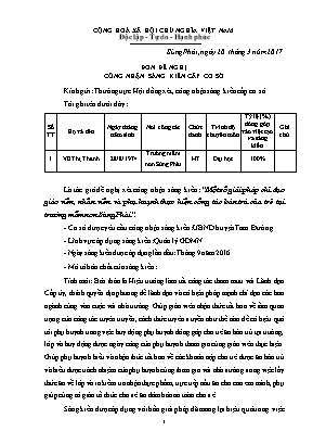 Đề nghị công nhận Sáng kiến Một số giải pháp chỉ đạo giáo viên, nhân viên và phụ huynh thực hiện công tác bán trú của trẻ tại trường mầm non Sùng Phài - Năm học 2016-2017