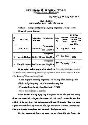 Đề nghị công nhận sáng kiến Một số giải pháp giúp trẻ 3,4,5 tuổi biết yêu thương, chia sẻ tại lớp MGN Sin Chải và lớp MGL Căn Câu Trường Mầm non Sùng Phài - Năm học 2018-2019