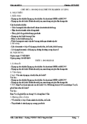Giáo án Vật lý 6 - Năm học 2019-2020