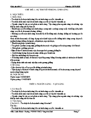 Giáo án Vật lý 7 - Năm học 2019-2020