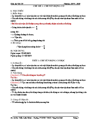Giáo án Vật lý 8 - Năm học 2019-2020
