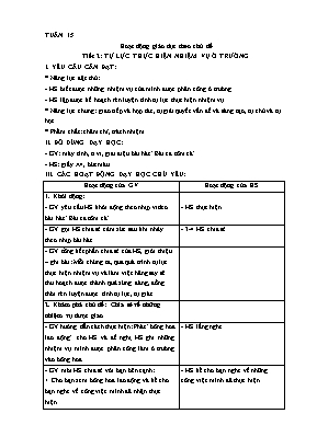 Kế hoạch bài dạy HĐTN 4 - Tuần 15, 16: Tự lực thực hiện nhiệm vụ ở trường. Vượt khó sáng tạo. Tự lực thực hiện nhiệm vụ ở nhà
