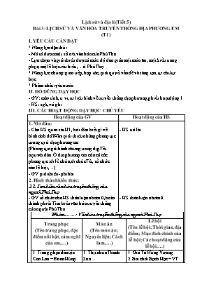 Kế hoạch bài dạy Lịch sử & Địa lí Lớp 4 KNTT - Bài 3, 4 - Tiết 5-8: Lịch sử và văn hóa truyền thống địa phương em. Thiên nhiên vùng trung du miền núi Bắc bộ Kế hoạch bài dạy Lịch sử & Địa lí Lớp 4 KNTT - Bài 3, 4 - Tiết 5-8: Lịch sử và văn hóa truyền thống địa phương em. Thiên nhiên vùng trung du miền núi Bắc bộ