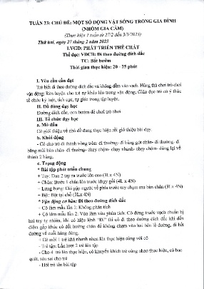 Kế hoạch bài dạy Mầm non - Tuần 23 - Chủ đề: Một số động vật sống trong gia đình (nhóm gia cầm) - Năm học 2022-2023