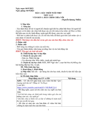 Kế hoạch bài dạy Ngữ văn 7 - Tiết 1+2+3: Bài 1 - Bầu trời tuổi thơ Kế hoạch bài dạy Ngữ văn 7 - Tiết 1+2+3: Bài 1 - Bầu trời tuổi thơ