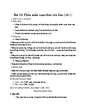 Kế hoạch bài dạy Tin học Lớp 4 KNTT - Bài 10 Tiết 1: Phần mềm soạn thảo văn bản Kế hoạch bài dạy Tin học Lớp 4 KNTT - Bài 10 Tiết 1: Phần mềm soạn thảo văn bản