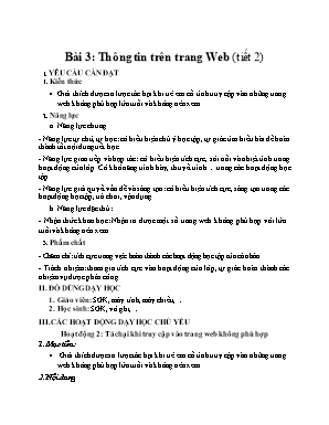 Kế hoạch bài dạy Tin học Lớp 4 KNTT - Bài 3 Tiết 2: Thông tin trên trang Web