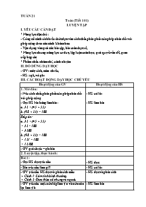 Kế hoạch bài dạy Toán 4 - Tuần 21 - Tiết 101-105: Nhân với số có hai chữ số. Luyện tập