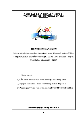 Thuyết minh Sáng kiến Một số giải pháp trong công tác quản trị trang Website ở trường THCS Sùng Phài, THCS Thị trấn và trường PTDTBTTHCS Bản Hon – huyện Tam Đường năm học 2018-2019