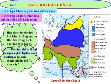 Bài giảng Địa Lí 8 - Tiết 2, Bài 2: Khí hậu châu Á