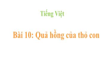 Bài giảng Tiếng Việt 3 - Bài 10: Quả hồng của thỏ con - NH 2024-2025 (Lê Thị Thúy Ngân)