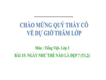 Bài giảng Tiếng Việt 3 - Bài 15: Ngày như thế nào là đẹp? (Tiết 1+2) - NH 2024-2025 (Lê Thị Thúy Ngân)