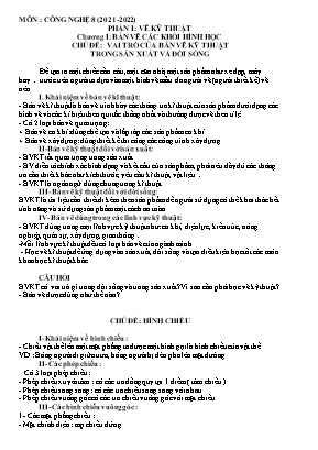 Kế hoạch bài dạy Công Nghệ 8 - Tuần 1+2: Vai trò của bản vẽ kỹ thuật trong sản xuất và đời sống - Bản vẽ các khối đa diện - Hình chiếu (NH 2021-2022)