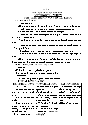 Kế hoạch bài dạy Khối 5 - Tuần 2 NH 2024-2025 (Nguyễn Thị Tình)