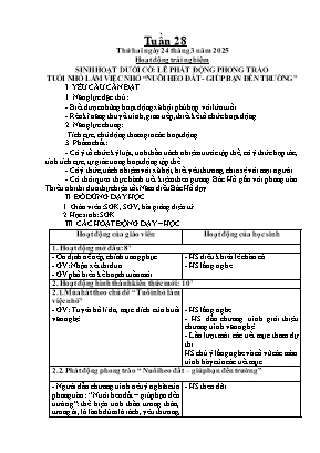Kế hoạch bài dạy Khối Lớp 1 - Tuần 28 NH 2024-2025 (Nguyễn Thị Thu Hằng)