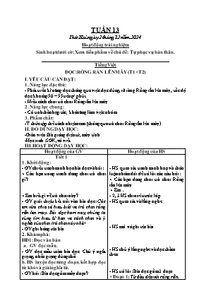 Kế hoạch bài dạy Khối Lớp 2 - Tuần 13 NH 2024-2025 (Lê Thị Thu Hiền)