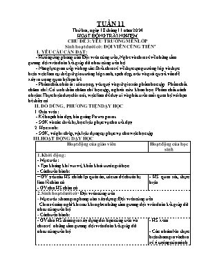 Kế hoạch bài dạy Khối Lớp 4 - Tuần 11 NH 2024-2025 (Nguyễn Thị Hoa Quỳnh)