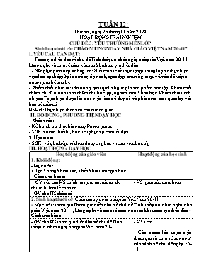 Kế hoạch bài dạy Khối Lớp 4 - Tuần 12 NH 2024-2025 (Nguyễn T Thanh Tùng)