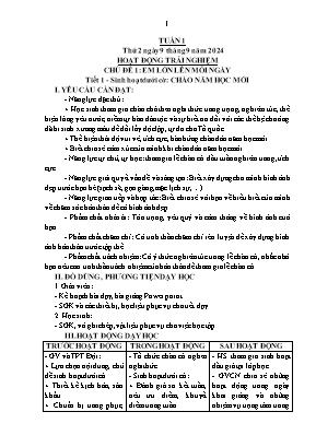 Kế hoạch bài dạy Khối Lớp 5 - Tuần 1 NH 2024-2025 (Nguyễn Thị Tình)